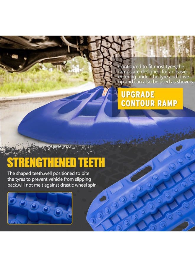 BUNKER INDUST Off-Road Traction Boards, 2 Pcs Recovery Tracks Traction Mat for 4X4 Jeep Mud, Sand, Snow Traction Ladder-Blue Tire Traction Tool - Image 3