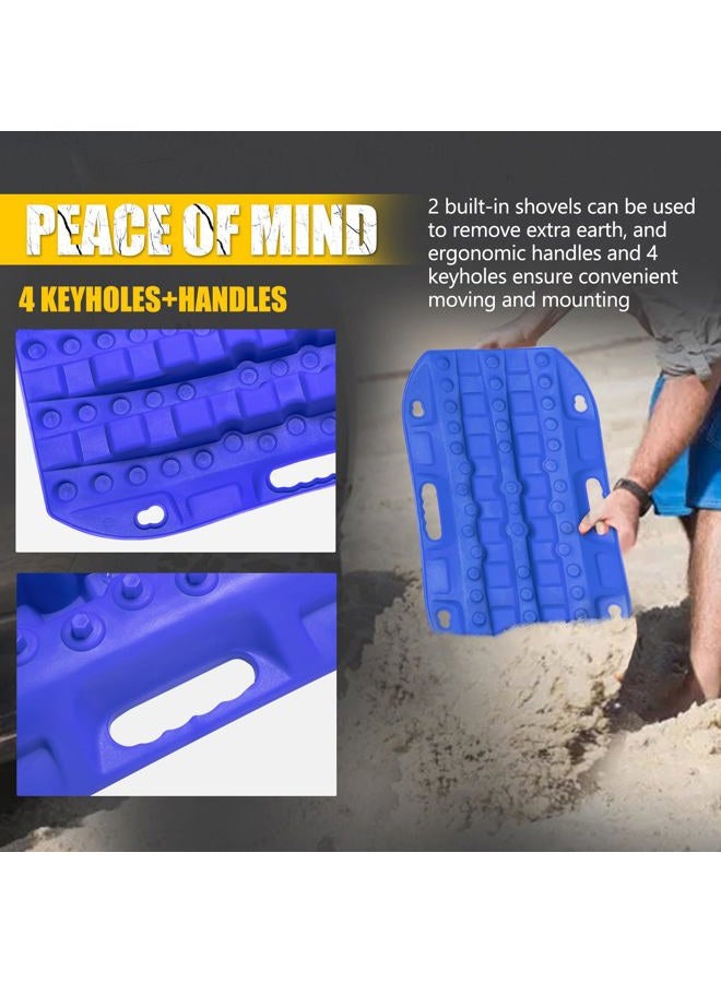 BUNKER INDUST Off-Road Traction Boards, 2 Pcs Recovery Tracks Traction Mat for 4X4 Jeep Mud, Sand, Snow Traction Ladder-Blue Tire Traction Tool - Image 4