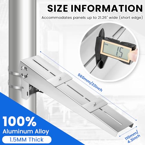 Yaocom 2 Pack Solar Panel Pole Mount Kit Universal Angle Adjustable Solar Panel Brackets Single Arm Pole from 5w to 50w - Image 3