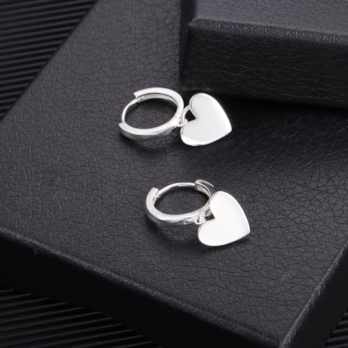 ALEXCRAFT Sterling Silver Heart Earrings Huggie Hoop Earrings for Women Silver Heart Dangle Earring Hypoallergenic Dangle Drop Earing - Image 4