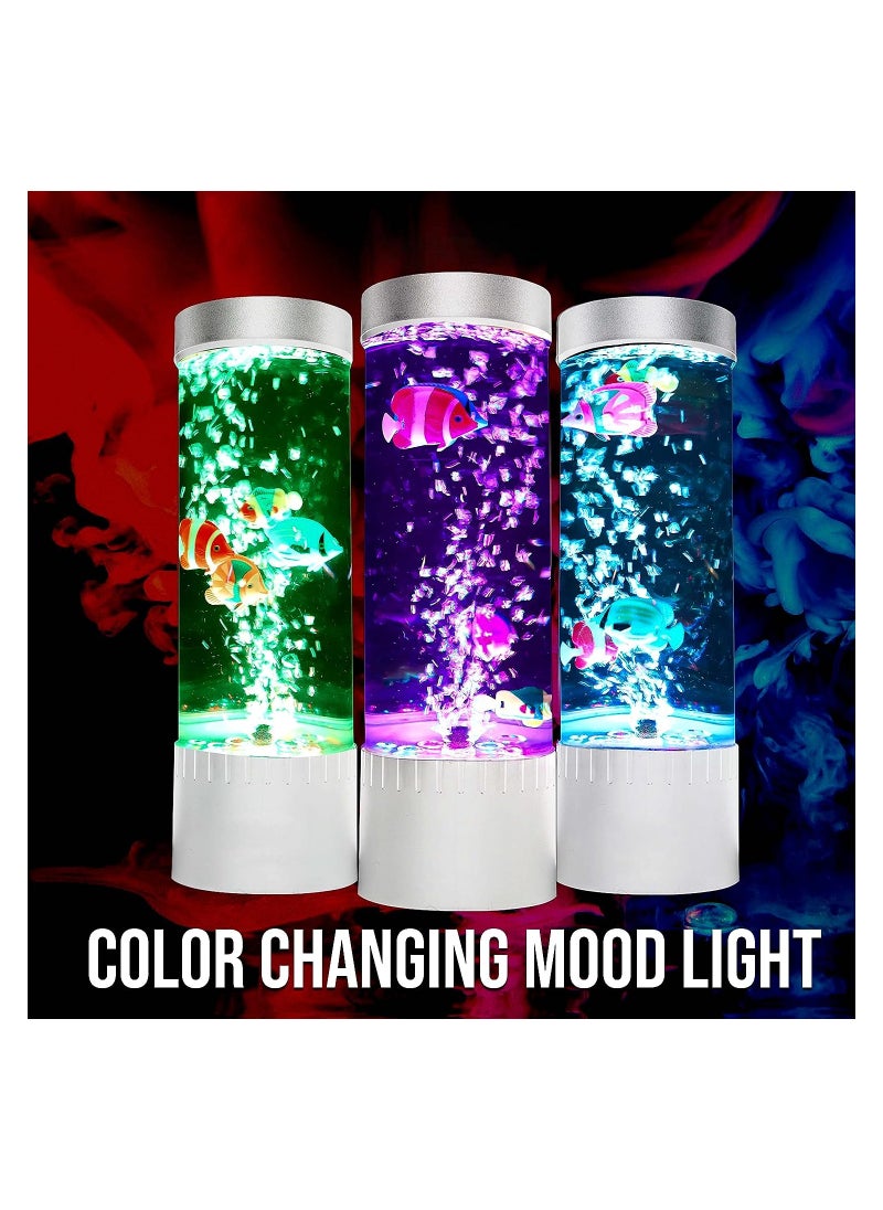 Generic - LED Mini Colour Changing Aquarium Light With Desktop Bubble Fish Lamp  Relaxing Tank With Bubbles Mood Soothing And  Calming Sensory Tubes With Floating Jelly Fish And Sea Horse - Image 1