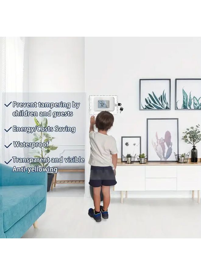 Transparent Universal Thermostat Lock Box With Key Wall Mounted Protective Cover - Image 3