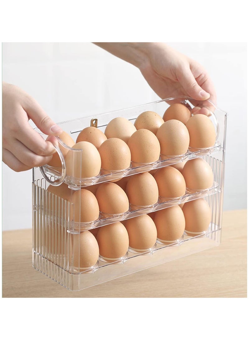 يلا جوي حامل بيض 30 شبكة للثلاجة، حاوية تخزين بيض ثلاثية الطبقات للثلاجة، منظم بيض لباب الثلاجة، منظم بيض كبير السعة وموفر للمساحة للثلاجة (شفاف) - Image 1