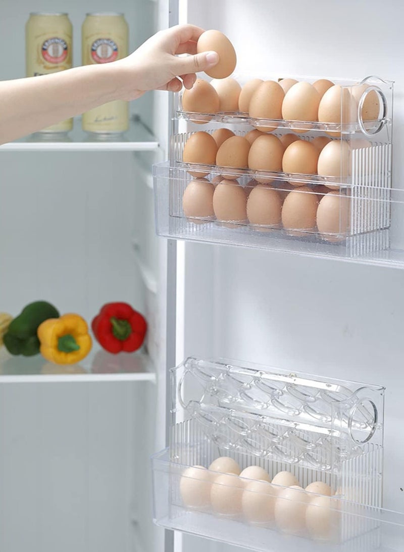 يلا جوي حامل بيض 30 شبكة للثلاجة، حاوية تخزين بيض ثلاثية الطبقات للثلاجة، منظم بيض لباب الثلاجة، منظم بيض كبير السعة وموفر للمساحة للثلاجة (شفاف) - Image 4