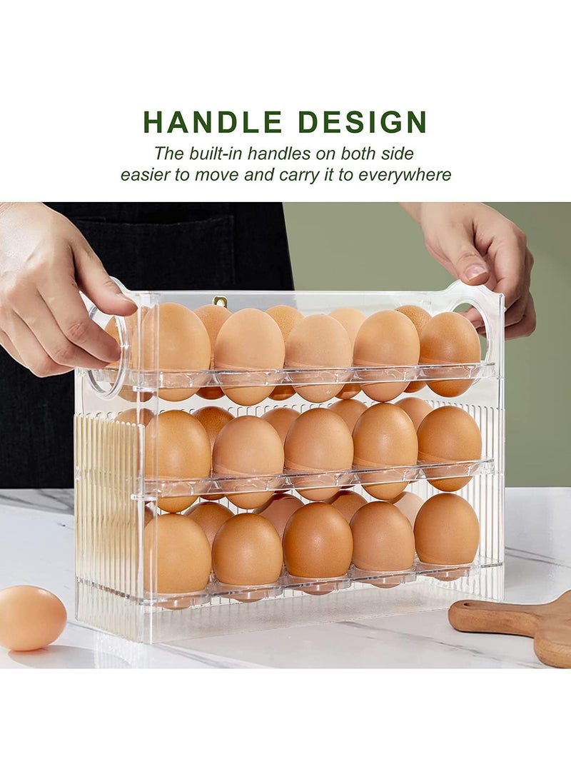 يلا جوي حامل بيض 30 شبكة للثلاجة، حاوية تخزين بيض ثلاثية الطبقات للثلاجة، منظم بيض لباب الثلاجة، منظم بيض كبير السعة وموفر للمساحة للثلاجة (شفاف) - Image 5