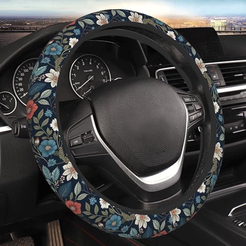 CTVSLFU Steering Wheel Cover Universal Fit Car Interior Accessories for Women Men 15 Inch Breathable Anti Slip Odorless Neoprene Steering Wheel Cover for Car Decor Protector Vintage Colorful Flowers 014 - Image 1