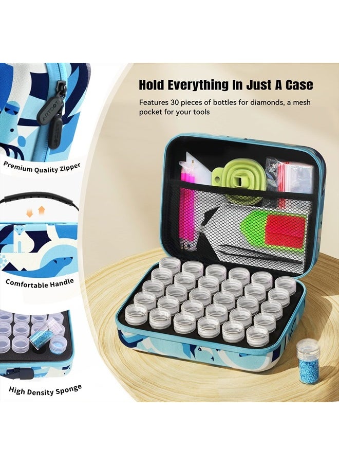 ARTDOT Diamond Painting Storage Containers, 30 Slots Diamond Painting Kits Accessories and Tools Portable Diamond Painting Organizer Case for 5D Diamond Beads Jewelry Rings (Blue)  - Image 4