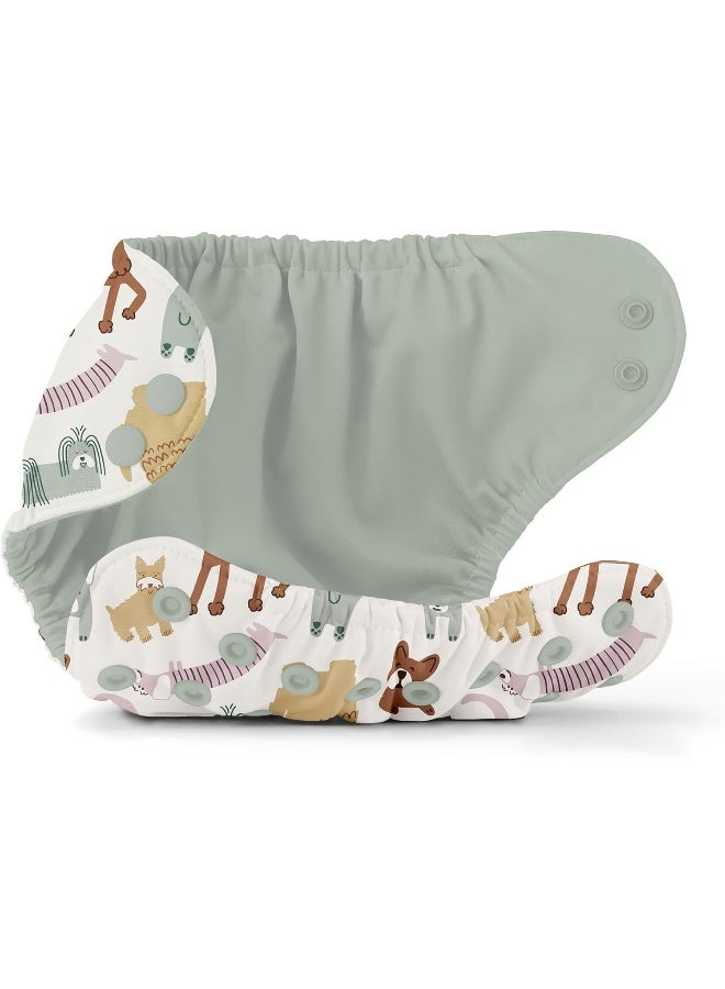 Esembly Cloth Diaper Cover - Reusable Swim Diaper, Waterproof, Breathable - Adjustable Outer Layer Over Absorbent Inner for Blowout Protection - Off-Leash, Size 1 (7-17lbs) - Image 3