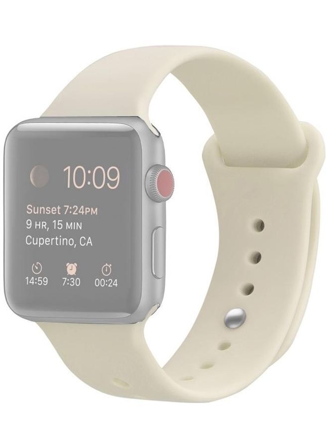 NIBEMINENT Silicone Replacement Watchband For Apple Watch Series 6/SE/5/4 44mm - 3/2/1 42mm Antique White  - Image 1