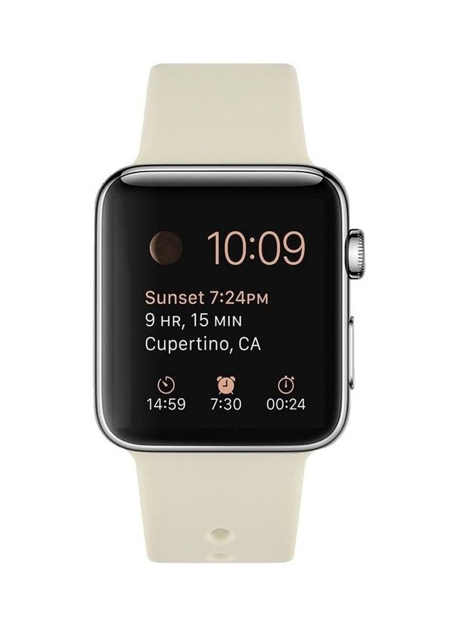 NIBEMINENT Silicone Replacement Watchband For Apple Watch Series 6/SE/5/4 44mm - 3/2/1 42mm Antique White  - Image 2