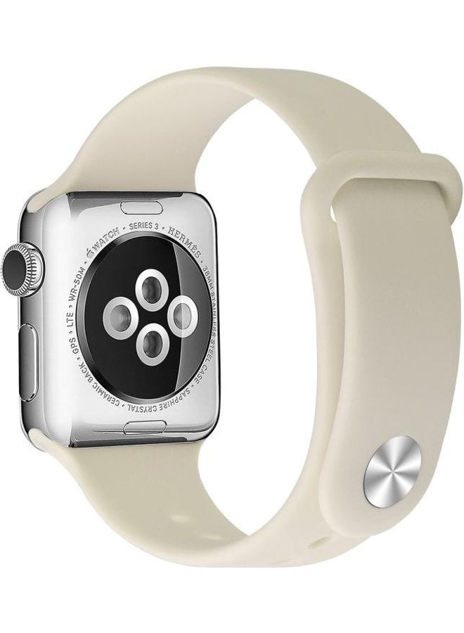NIBEMINENT Silicone Replacement Watchband For Apple Watch Series 6/SE/5/4 44mm - 3/2/1 42mm Antique White  - Image 4