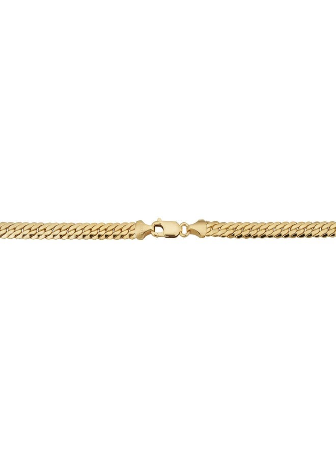 Kooljewelry Solid 14k Yellow Gold Filled Bombay Curb Chain Bracelet for Men and Women (4.8 mm, 7.5 inch) - Image 3