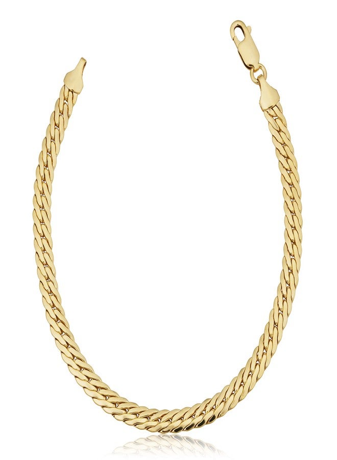 Kooljewelry Solid 14k Yellow Gold Filled Bombay Curb Chain Bracelet for Men and Women (4.8 mm, 7.5 inch) - Image 1