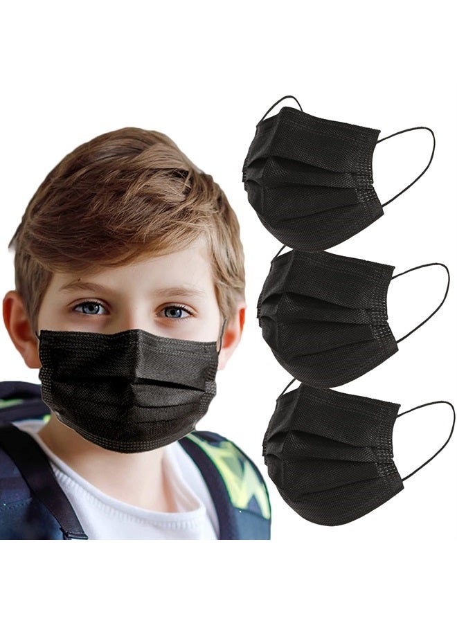 akgk 100Pcs Kids Disposable Face Mask Protective Childrens Black Safety Masks - Image 1
