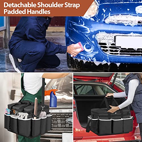 HODRANT Extra-Large Detailing Bag with Waterproof EVA Hard Bottom, Auto Detail Supplies Organizer for Polisher, Bottles & Detailing Kit, Car Care Tools Tote with Lid & Shoulder Strap, Patent Design - Image 5