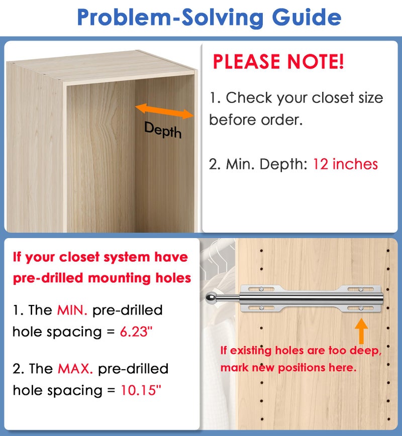 FIRJOY 12" Valet Rod for Closet Pull Out (1 Pack, Chrome) - Image 4