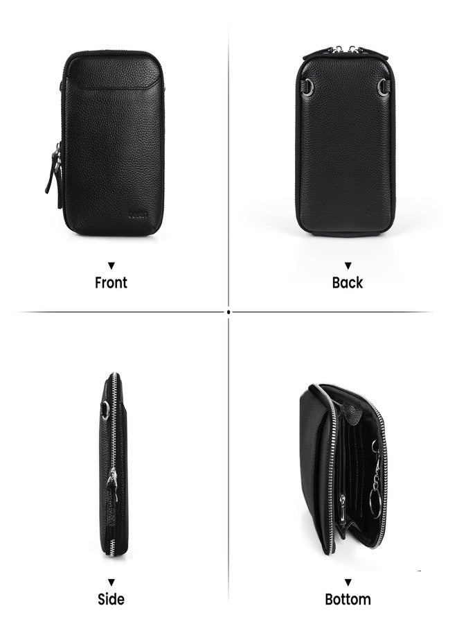 befen Genuine Leather Black Leather Small Crossbody Phone Bags for Women Mini Wallet Purse RFID Crossbody Bags for Women - Fit iPhone 15 Pro Max - Image 5