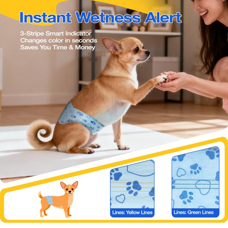 Flying Paws Male Dog Diapers with Wetness Indicator, Disposable Belly Band for Puppy Male Diapers, Doggie Wraps for Puppy Training, Incontinence (XS, 26 Count) - Image 2