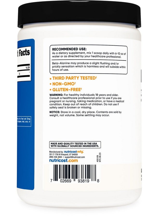 Nutricost Beta Alanine Powder 500 Grams (1.1Lbs) Pure Beta Alanine Gluten Free & Non Gmo - Image 5