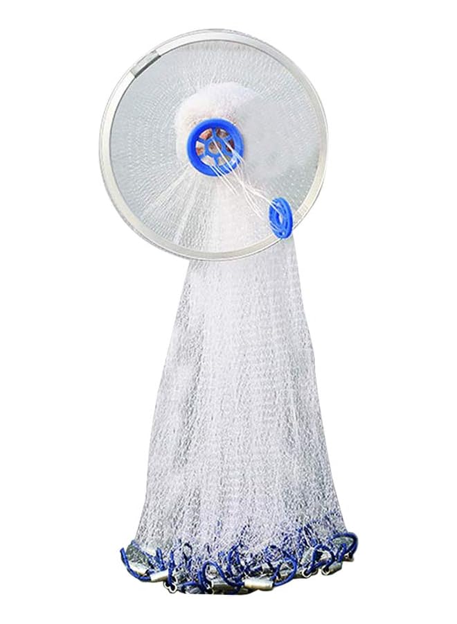 PROMASS شبكة صيد محمولة بطول 2.4 متر لصيد الأسماك والروبيان والكركند والجمبري والأسماك الصغيرة وجراد البحر وسرطان البحر بلون عشوائي أبيض أو أزرق