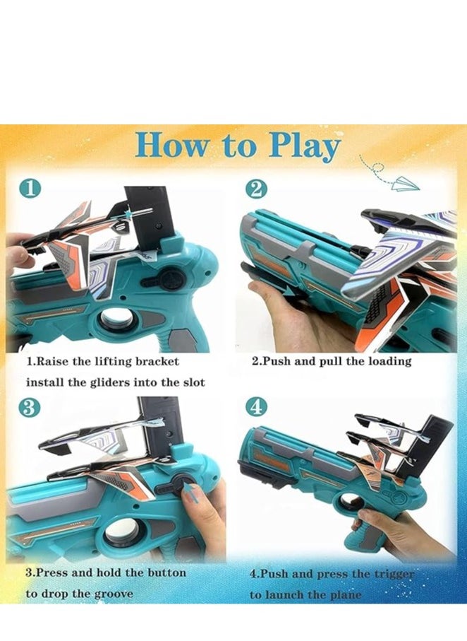 Graphene Aircraft Launcher Gun Safe and Fun Fire Guns for Kids Foam Paper Skids for Quick and Easy Operation Virtually Unbreakable Plastic Perfect for Kids Ages Multicolor