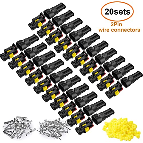 Twippo 20 Kits 2 Pin Connector Automotive Electrical Connectors 2 Wire Connectors Waterproof Connector Quick Disconnect and Connect 22-16 AWG - Image 2