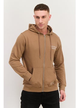 Gazzarrini Men Brand Logo Long Sleeves Hoodie, Brown  - Image 1