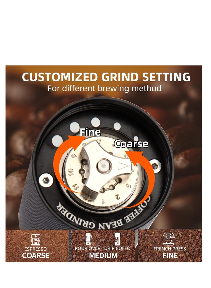 SOLARAE Manual Coffee Grinder, Portable Conical Burr Coffee Grinder, with Precise Grind Settings, Uniform Grinding, Faster Grinding Efficiency, for Full Coffee Flavor at Home, Office, Travel, Camping - Image 3