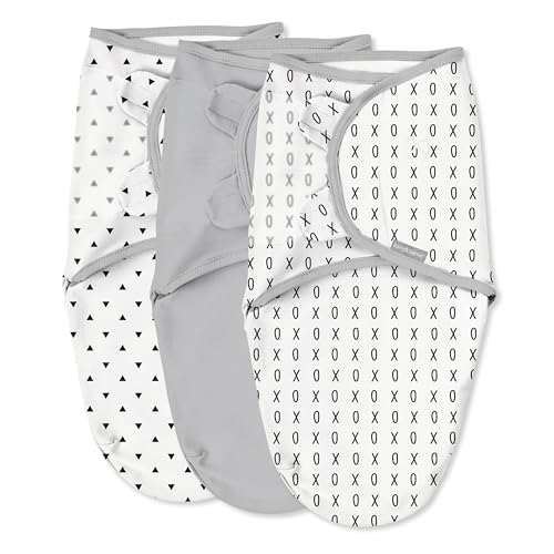 SwaddleMe by Ingenuity Original Swaddle, 100% Cotton, Improves Sleep & Calms Startle Reflex, 0-3 Months, 3-Pack - Xoxo - Image 1