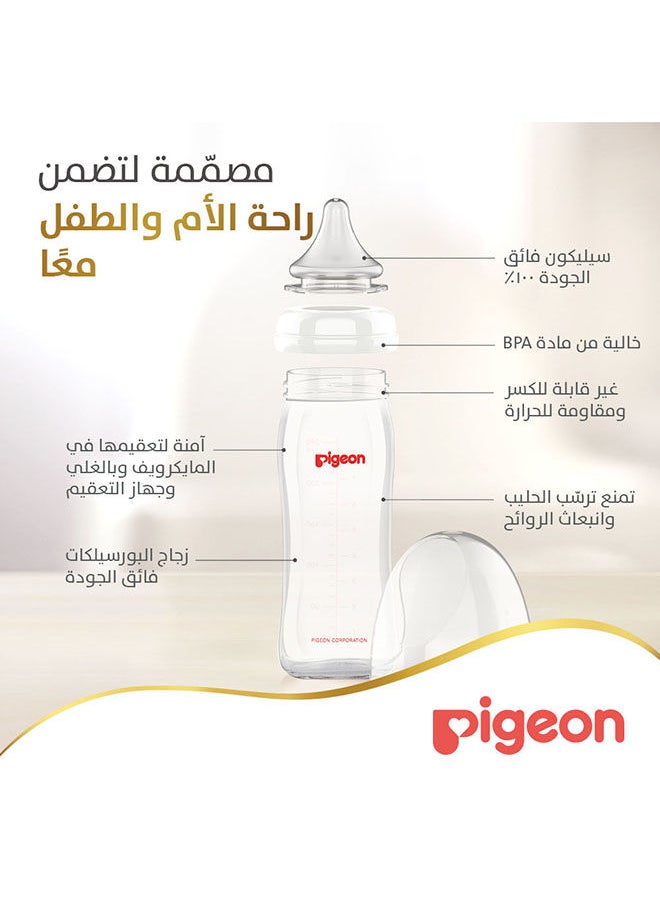 pigeon - سوفت تاتش بيريستالتيك بلس قارورة زجاجية سعة 240 مل ذات رقبة واسعة - Image 1