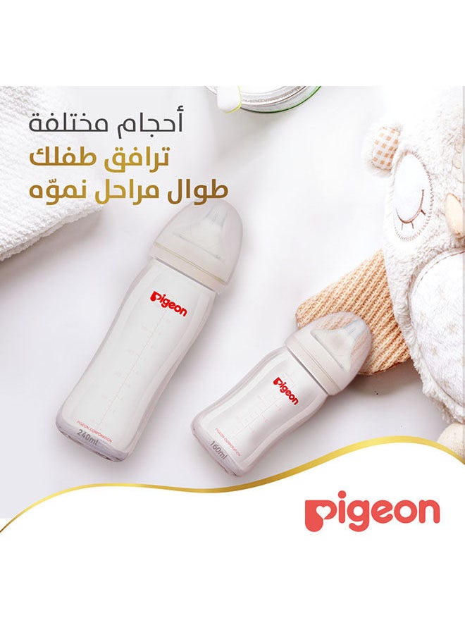 pigeon - سوفت تاتش بيريستالتيك بلس قارورة زجاجية سعة 240 مل ذات رقبة واسعة - Image 1