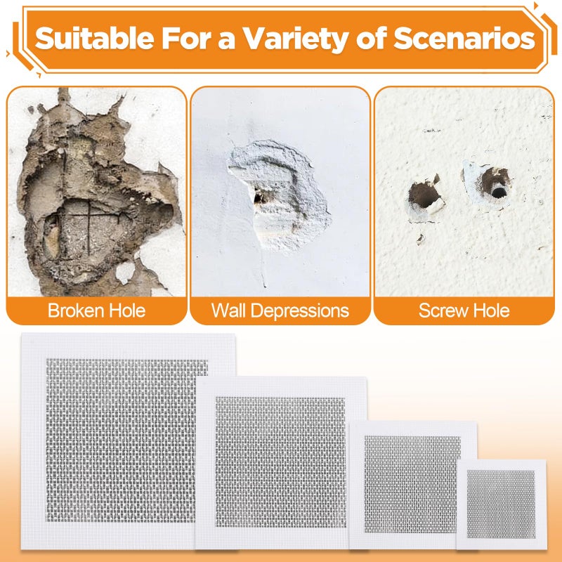 Romeda Drywall Patch Kit 11 Pack, 4/6/8 Inch Wall Patch with Extended Self Adhesive Mesh, Dry Wall Patch with Scraper and Sandpaper for Hole Repair - Image 3