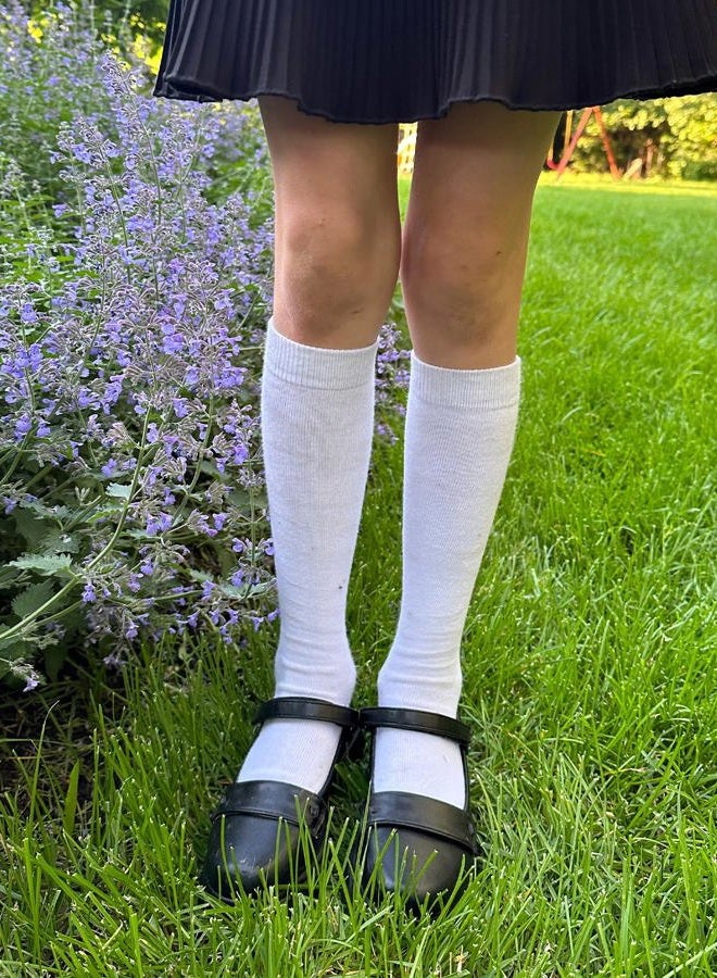 COTTON DAY 3 Pack Boys & Girls School Uniform Premium Cotton Rich Knee High Socks (White, M: Shoe size 10-13) - Image 2