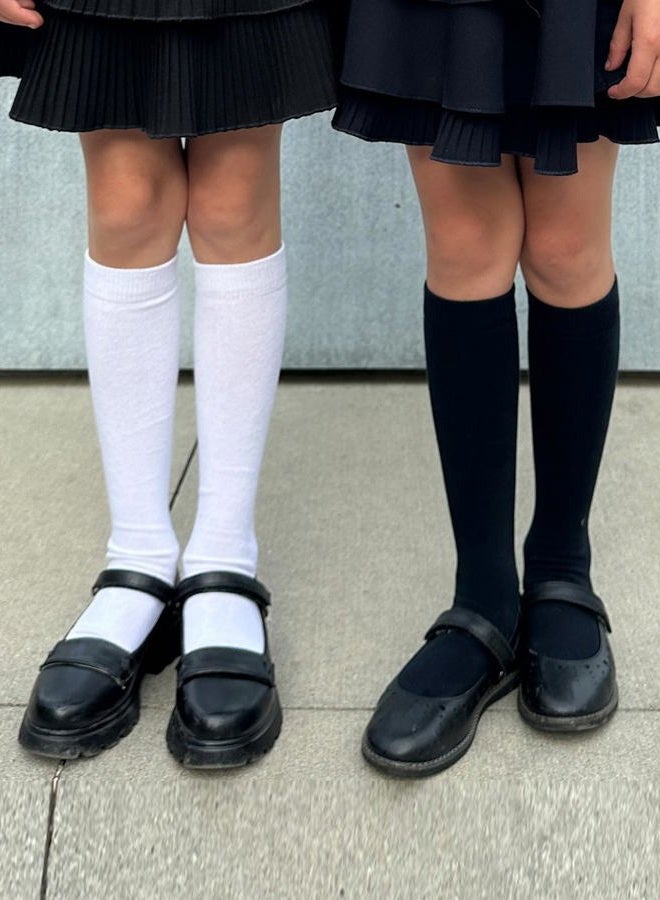 COTTON DAY 3 Pack Boys & Girls School Uniform Premium Cotton Rich Knee High Socks (White, M: Shoe size 10-13) - Image 3