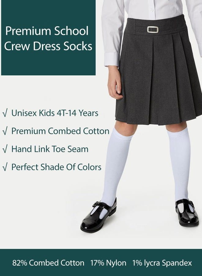 COTTON DAY 3 Pack Boys & Girls School Uniform Premium Cotton Rich Knee High Socks (White, M: Shoe size 10-13) - Image 5