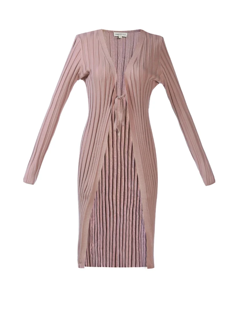 London Rag Rib Knit Wrap Shrug in Mocha