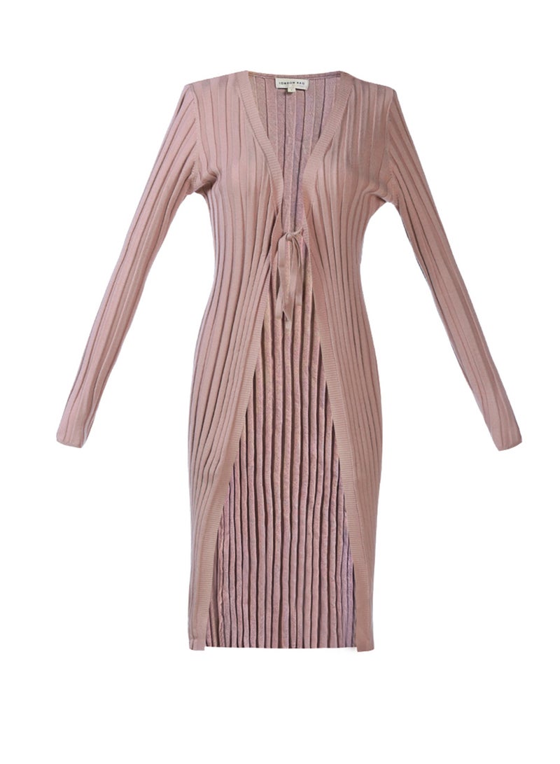 لندن راج سترة منسوجة من نسيج ضلعي بلون موكا - Image 1