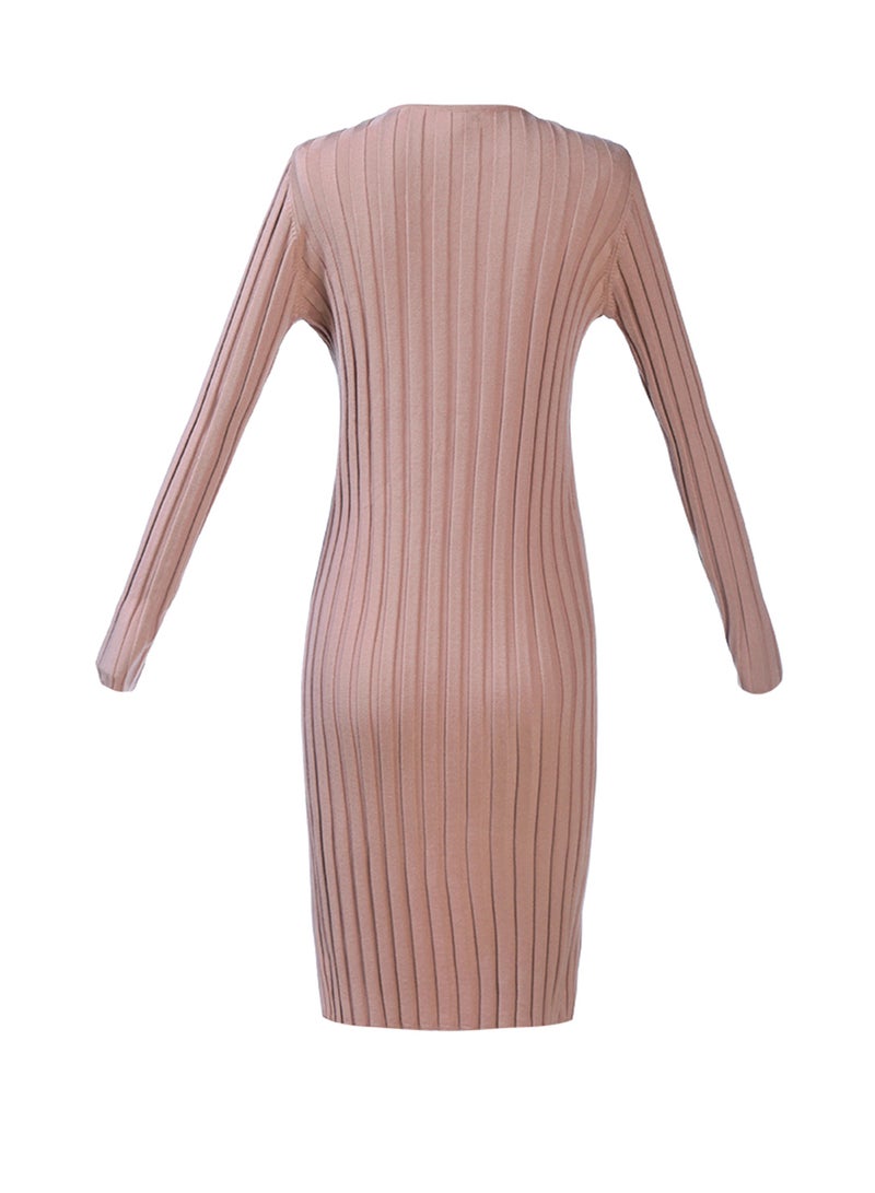 لندن راج سترة منسوجة من نسيج ضلعي بلون موكا - Image 2