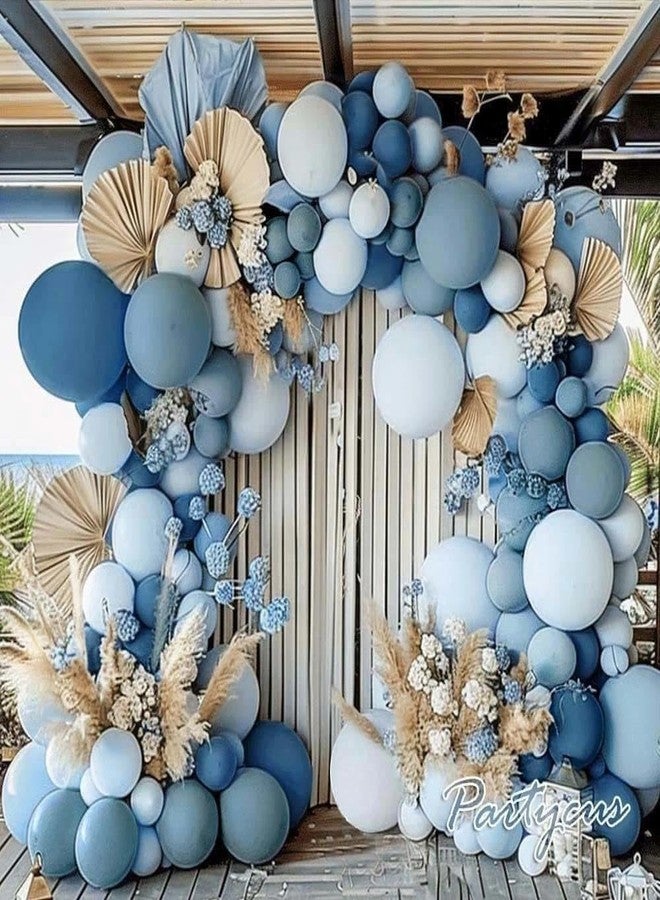 Partycus Dusty Blue Balloon Arch Kit, Double Stuffed Dark Light Blue Pastel Latex Balloon Garland for Baby Shower Birthday Bridal Wedding Easter Valentine Party Decoration - Image 1