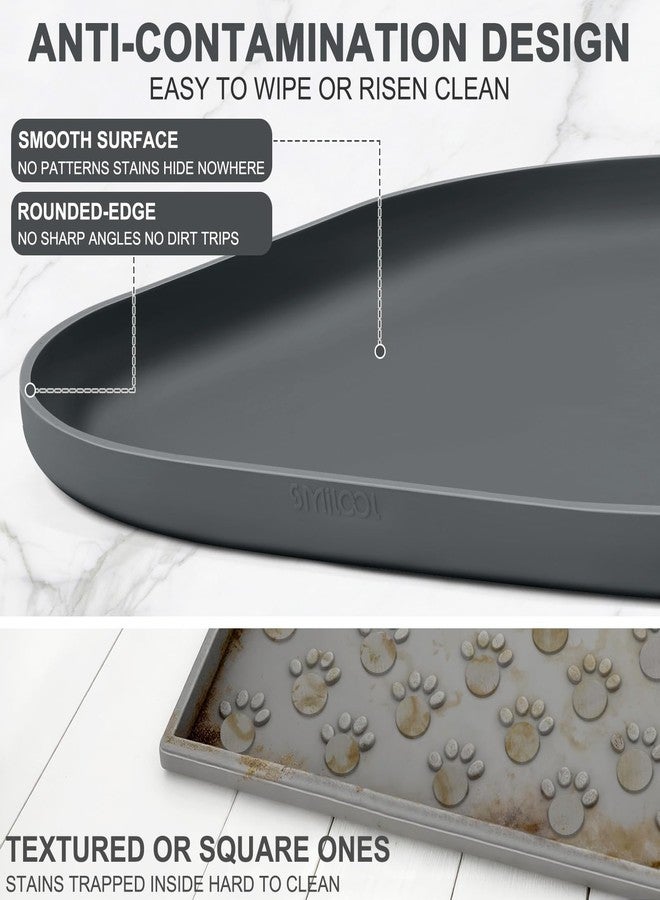 SMILOOL Small Silicone Pet Food Mat with Raised Edge for Food and Water Bowl, Square Dog Feeding Mats, Cat Food Trays for Floor Waterproof, Rubber Tray for Dogs and Cats, 12 x 12 x 0.7 Dark Grey - Image 5