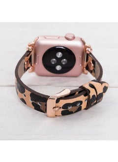 Vagave Apple Watch Compatible 38 40 41 mm Women's Leather Band Slim - Leopard Pattern  - Image 3