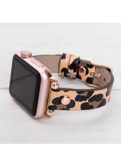 Vagave Apple Watch Compatible 38 40 41 mm Women's Leather Band Slim - Leopard Pattern  - Image 2