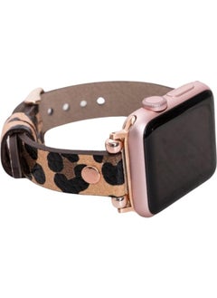 Apple Watch Compatible 38 40 41 mm Women's Leather Band Slim - Leopard Pattern
