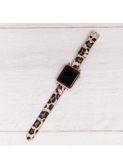Vagave Apple Watch Compatible 38 40 41 mm Women's Leather Band Slim - Leopard Pattern  - Image 4