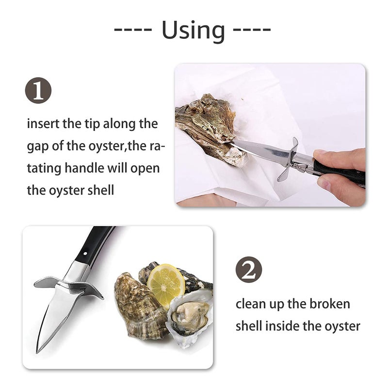 SPEENSUN Oyster Shucking Knife,Oyster Shucker,2 Set Sturdy Sharpness Oyster Knife With Comfort Wood-handle,Oyster Shucking Kit With 1 Pairs Of Level 5 Protection Cut-resistant Gloves(L) For Oyster Clam - Image 5