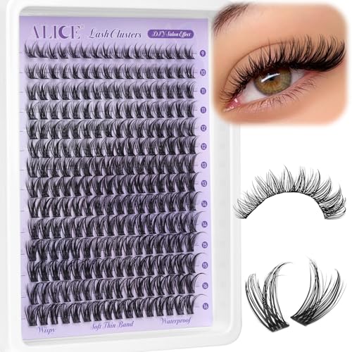 Alice Lash Clusters Natural Wispy Cluster Eyelash Extensions DIY Individual Lashes Lash Extension Waterproof Cluster Lashes 224pcs 9-16mm Soft Thin Band by ALICE - Image 1