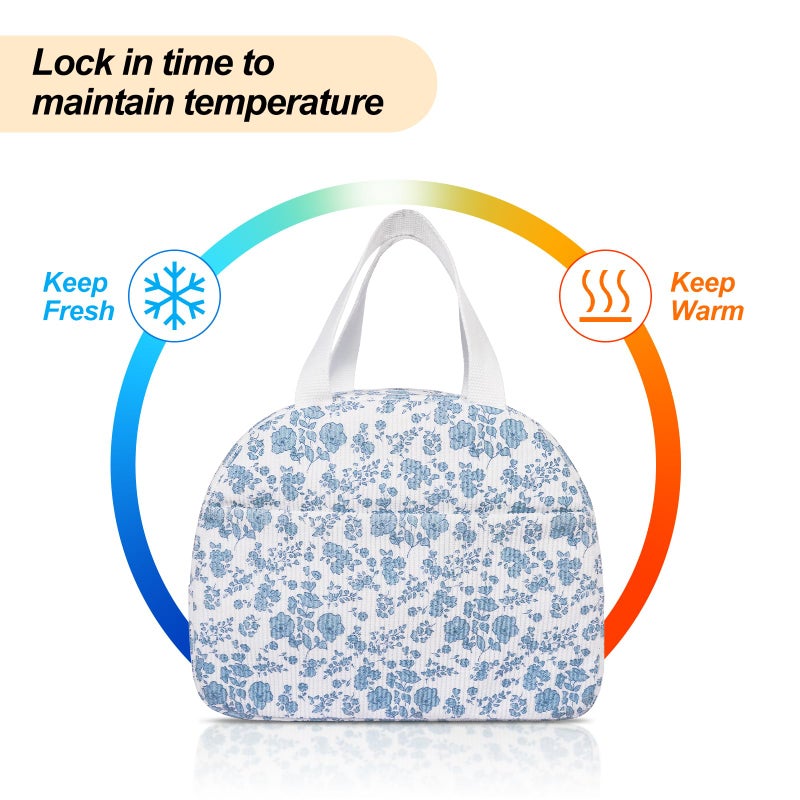 honitty Lunch Box for Women,Cute Quilted Lunch Tote Bag,Reusable Insulated Lunch Box,Large Capacity Cooler Bag with Compartments for Work, Picnics or Travelling - Image 3