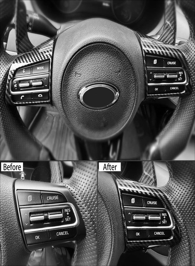 JUIVEEL Carbon Fiber Car Steering Wheel Button Panel Frame Cover Decor Sticker Compatible with Kia Stinger 2017-2024 Accessories - Image 3