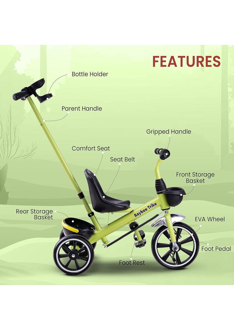 BAYBEE Baybee 2 In 1 Hero Baby Tricycle For Kids  Smart Plug And Play Kids Tricycle Cycle With Parental Push Handle & Storage Baskets Baby Tricycle Cycle For Kids 2 To 5 Years Boy Girl Green  - Image 3
