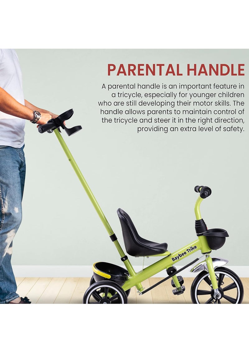 BAYBEE Baybee 2 In 1 Hero Baby Tricycle For Kids  Smart Plug And Play Kids Tricycle Cycle With Parental Push Handle & Storage Baskets Baby Tricycle Cycle For Kids 2 To 5 Years Boy Girl Green  - Image 4
